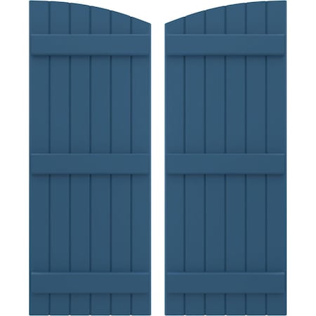 Ekena Millwork Americraft 6-Board (3 Batten) Wood Joined Board-n-Batten Shutters w/Ellipt Top, ARW401BE621X70HBH, PR ARW401BE621X70HBH